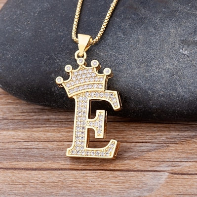 Nidin Luxury A-Z Crown Alphabet Pendant Chain