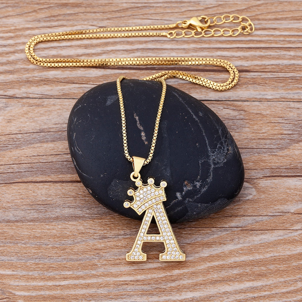 Nidin Luxury A-Z Crown Alphabet Pendant Chain