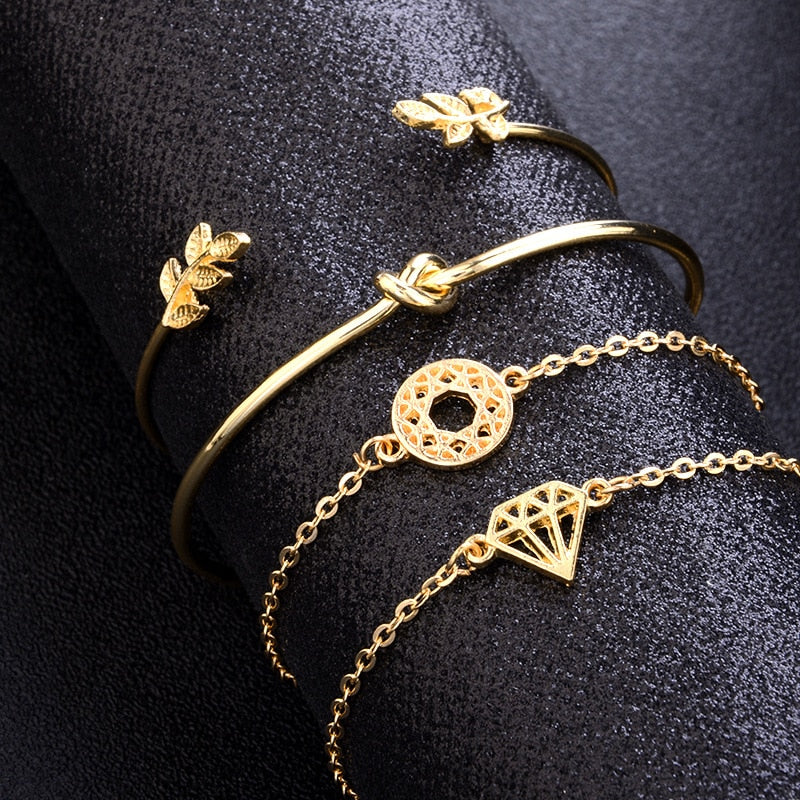 YADA Gifts Fashion Gold Leaves Bracelets&Bangles For Women