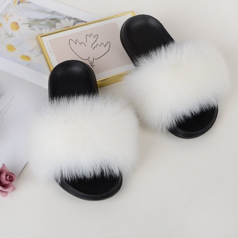 Faux Fur Slides Furry Slipper Summer Shoes