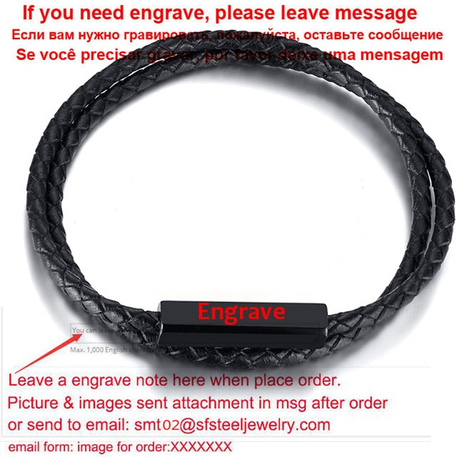 Personalized Leather Braided Bracelet for Men