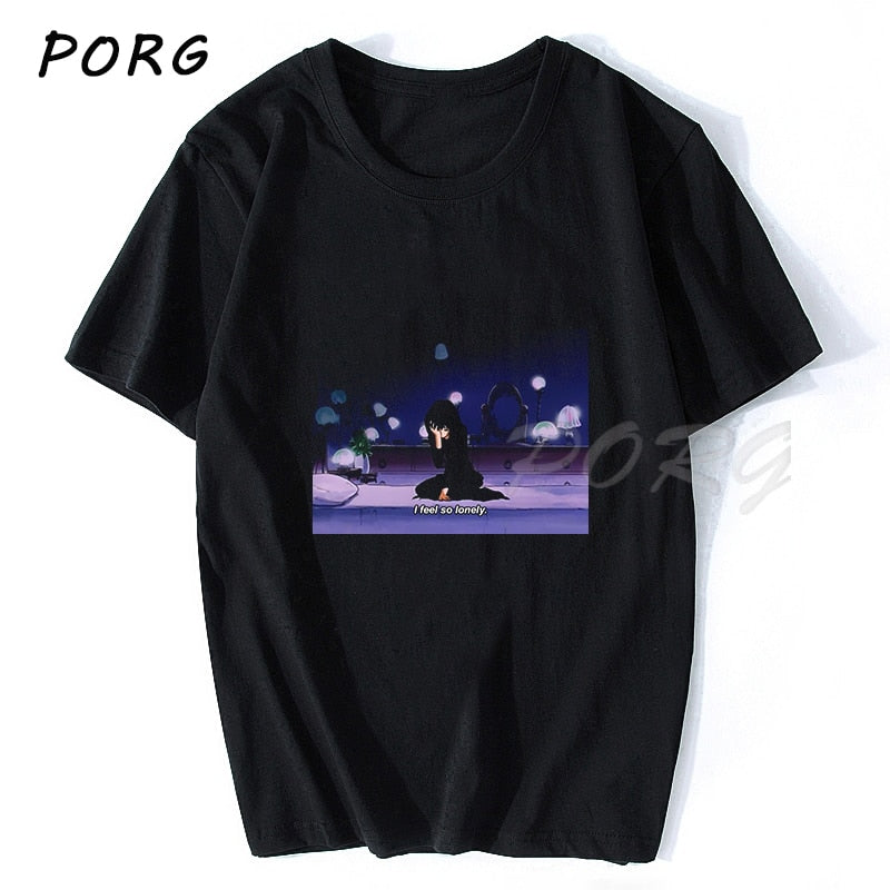 Men's Sad Retro Anime Crying Eyes Vaporwave T-Shirt