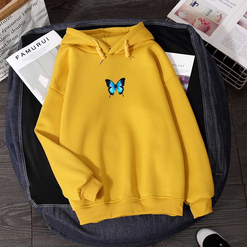 Women Butterfly Print Graphic Hoodie