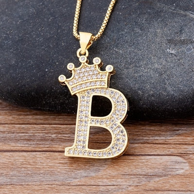 Nidin Luxury A-Z Crown Alphabet Pendant Chain