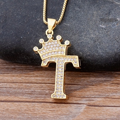 Nidin Luxury A-Z Crown Alphabet Pendant Chain