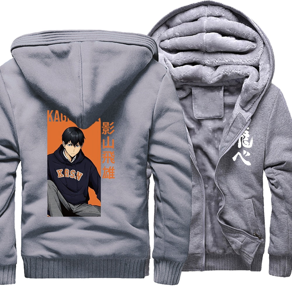 Mens Japanese Anime Haikyuu Print Kageyame Harajuku Coats