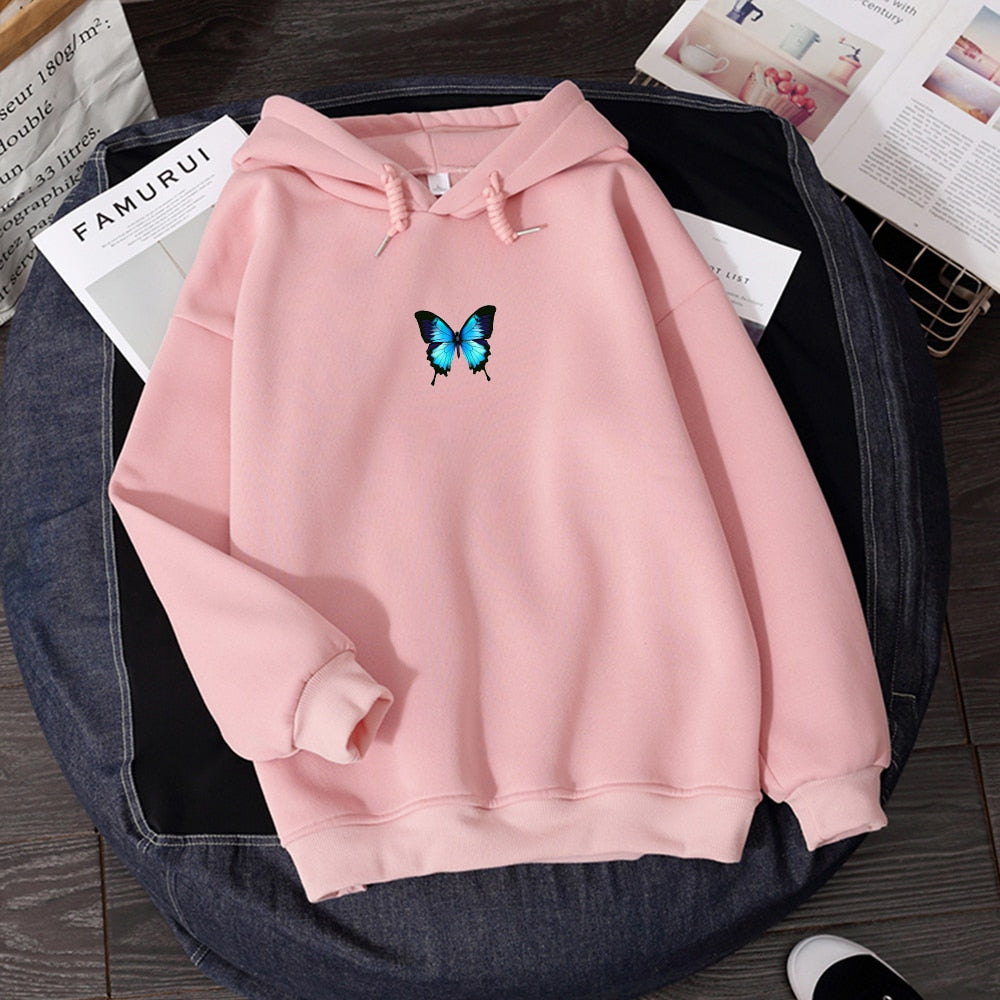 Women Butterfly Print Graphic Hoodie