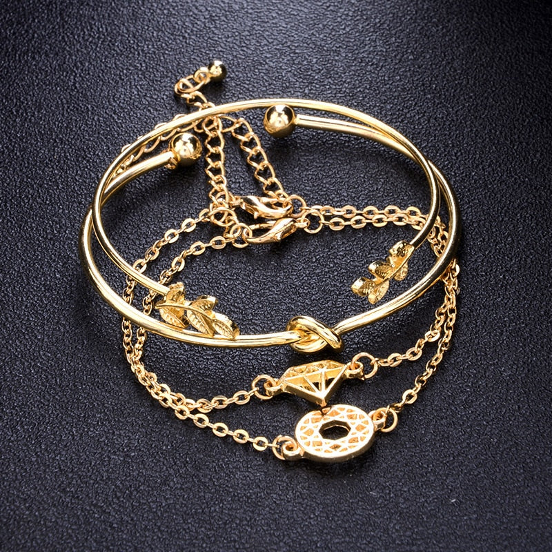 YADA Gifts Fashion Gold Leaves Bracelets&Bangles For Women