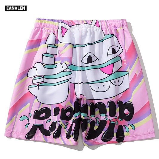 Mens cartoon graphic beach vintage shorts