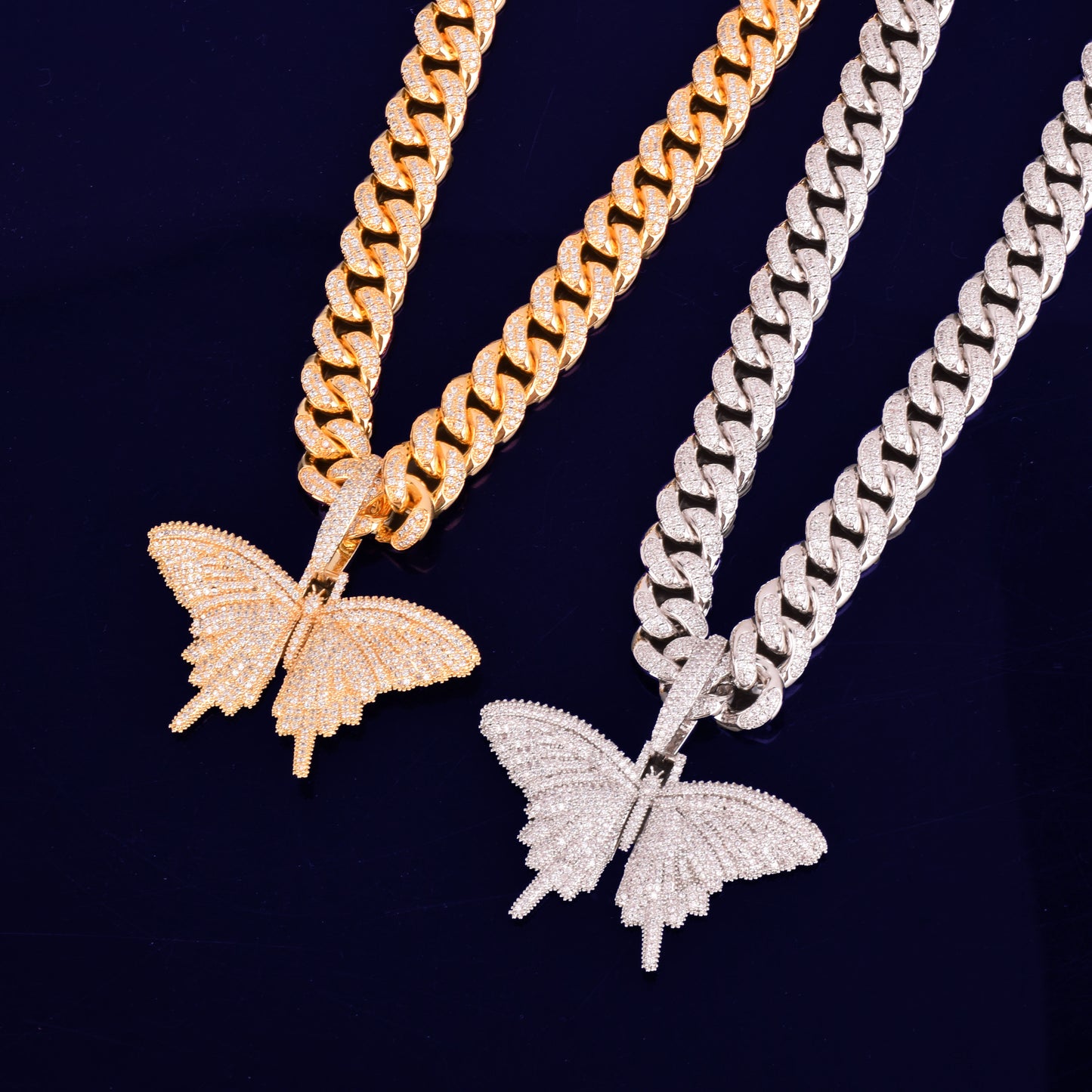 Womens Gold Butterfly Pendant Necklace