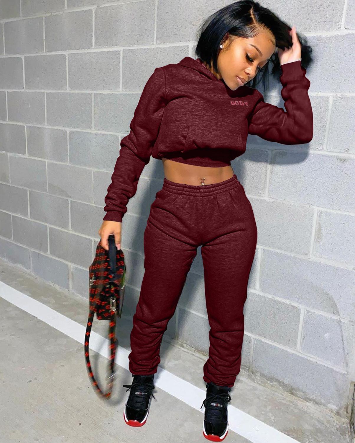 Womens Autumn Letter Print Thick Tracksuit