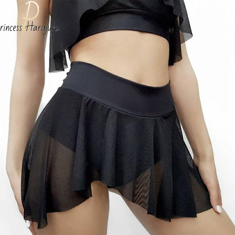 Women Summer Shorts Fitness Sexy Veil Skirt