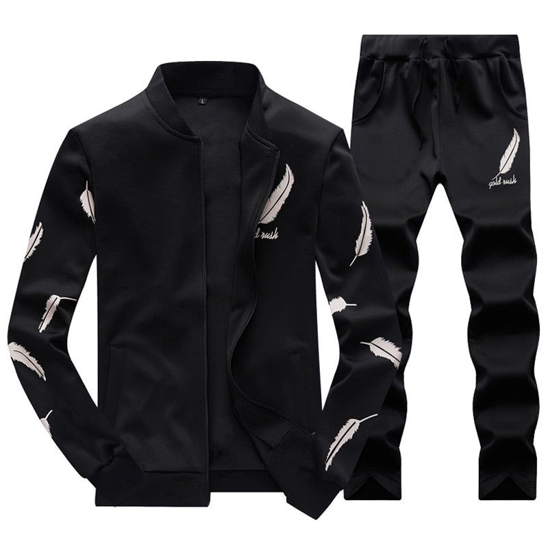 Mens ASALI Tracksuit Zipper Fleece Casual Men Set 3D Print Hoodie