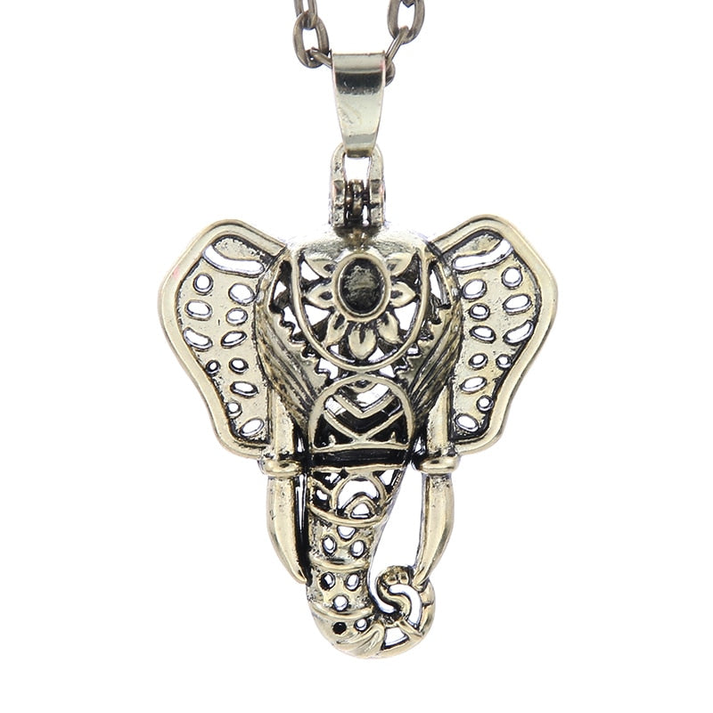 Womens Silver Elephant Pendant Necklace