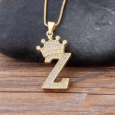 Nidin Luxury A-Z Crown Alphabet Pendant Chain