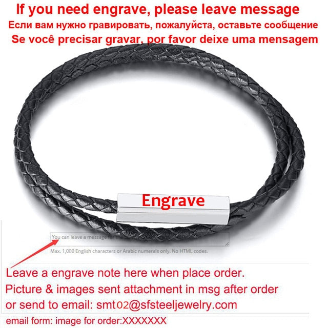 Personalized Leather Braided Bracelet for Men