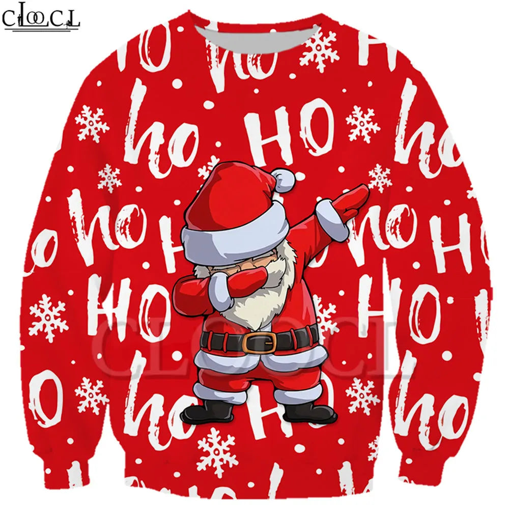 Unisex CLOOCL Christmas Dabbing Santa Claus 3D Printed Long Sleeve