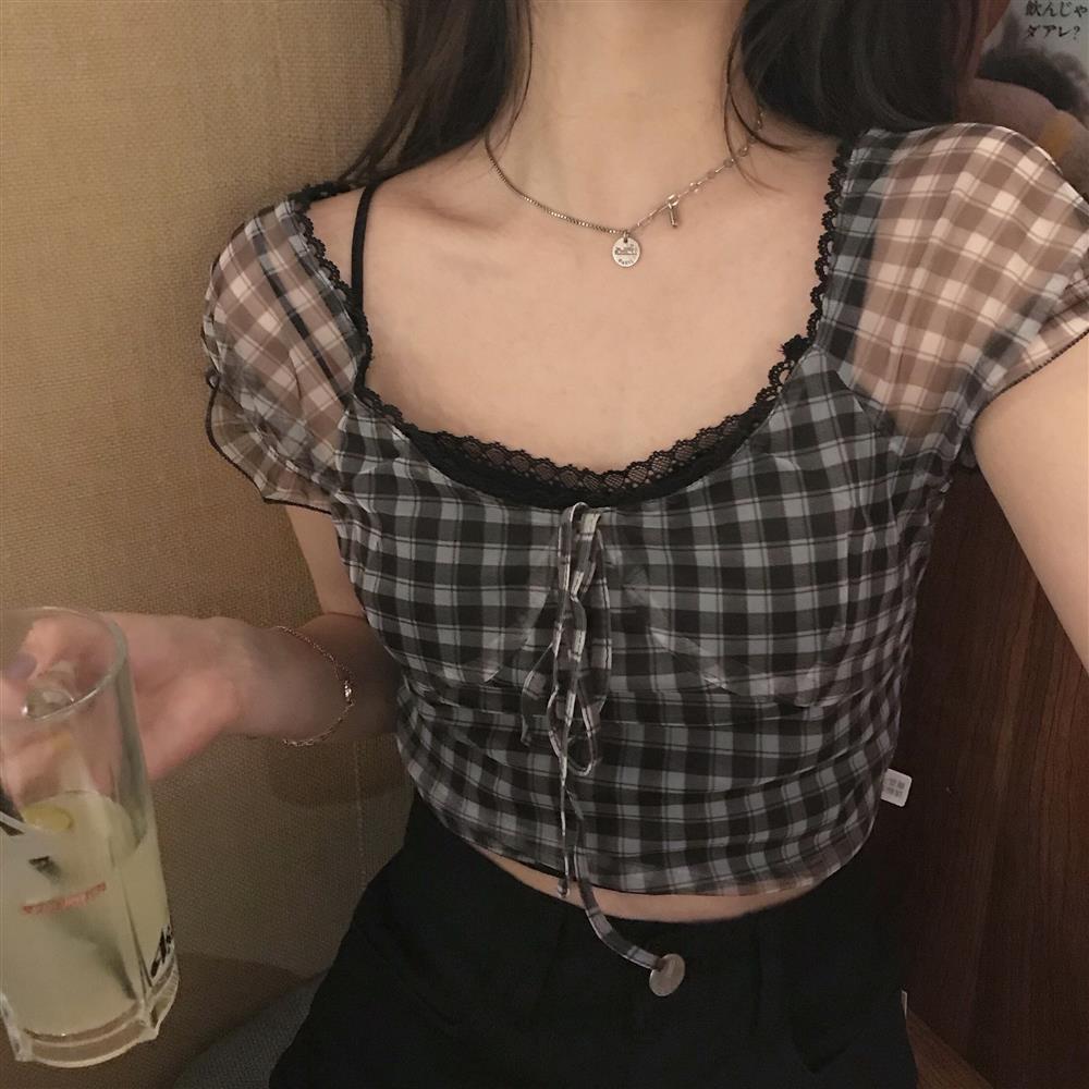 Womens Retro Plaid T-shirt