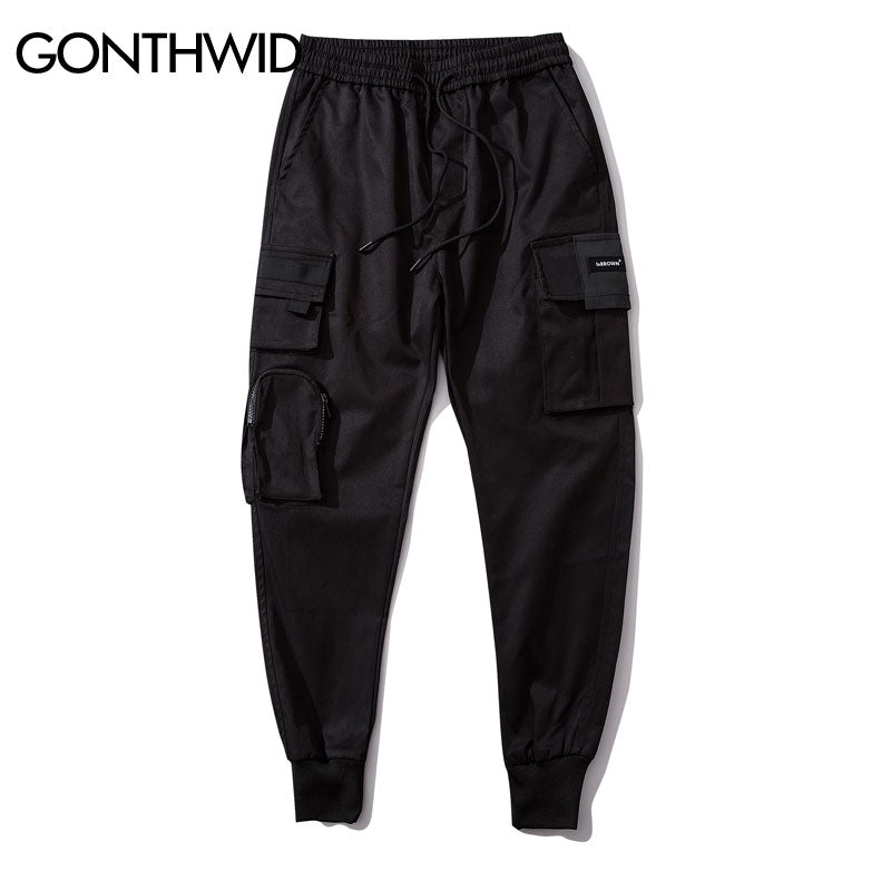 Men's GONTHWID Side Zipper Pockets Cargo Harem Joggers Pants