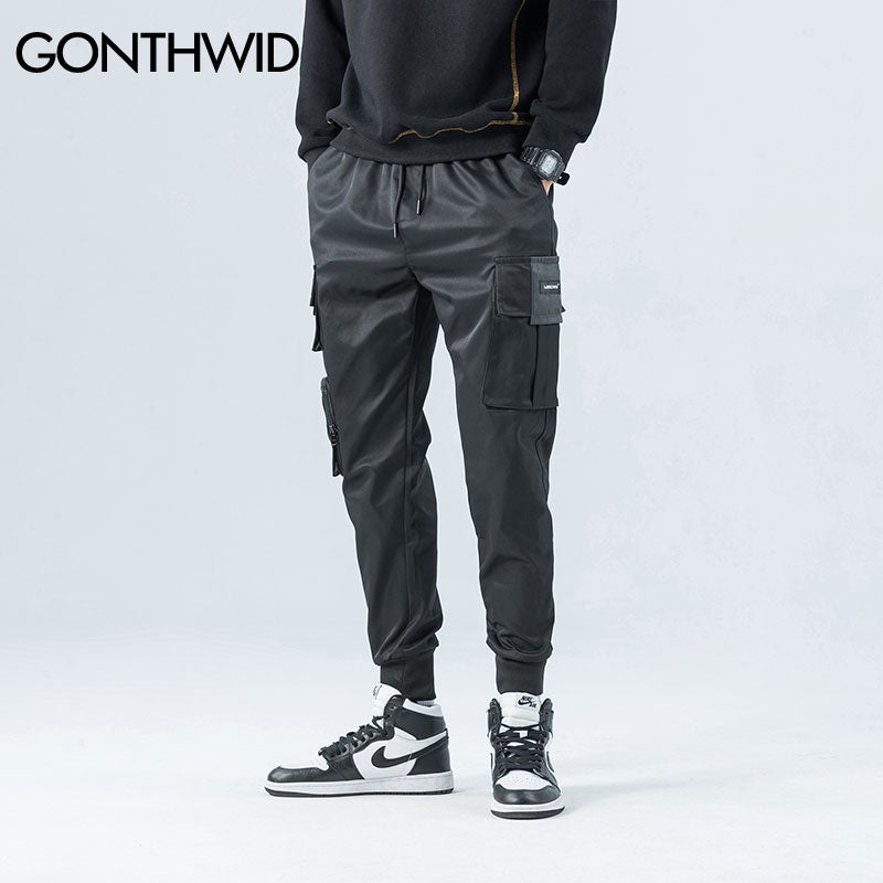 Men's GONTHWID Side Zipper Pockets Cargo Harem Joggers Pants