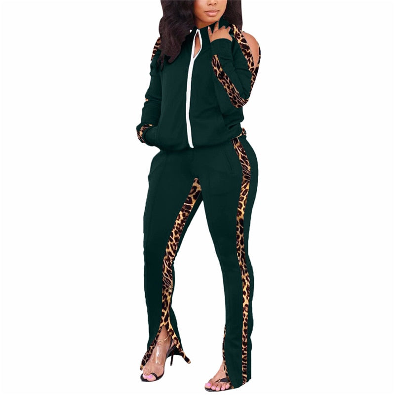 Womens Winter Ladies Casual Sportswear Zipper Striped Tracksuit