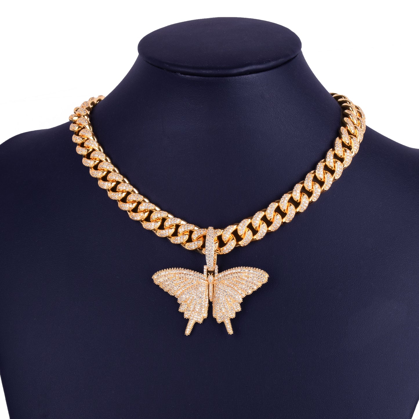 Womens Gold Butterfly Pendant Necklace