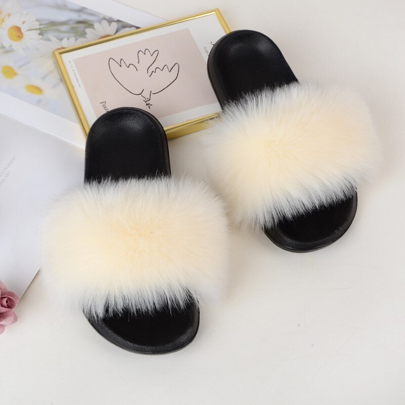 Faux Fur Slides Furry Slipper Summer Shoes