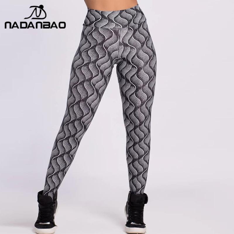 Womens NADANBAO Fashion Leggings for Fitness Plaid 3D Printing Sportwear