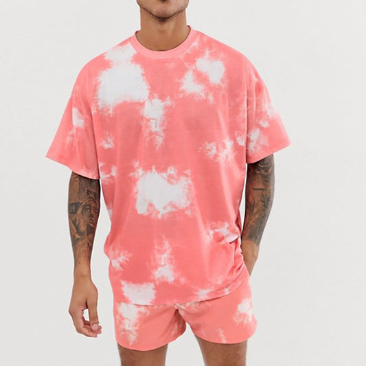 Mens Tie-Dye Print Leisure Male 2 Piece Outfit