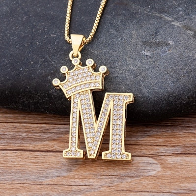 Nidin Luxury A-Z Crown Alphabet Pendant Chain