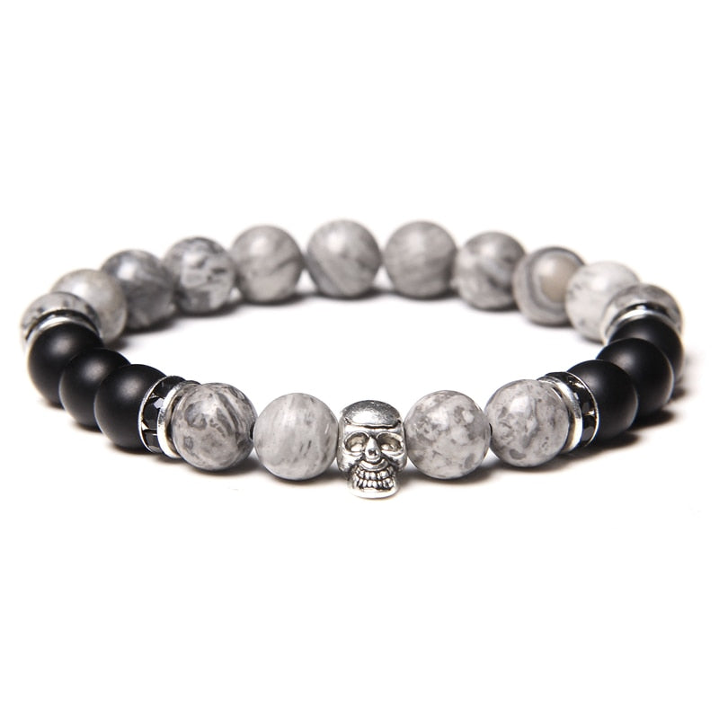 Unisex Skull Bracelets Natural Stone Tiger Eye Bracelet