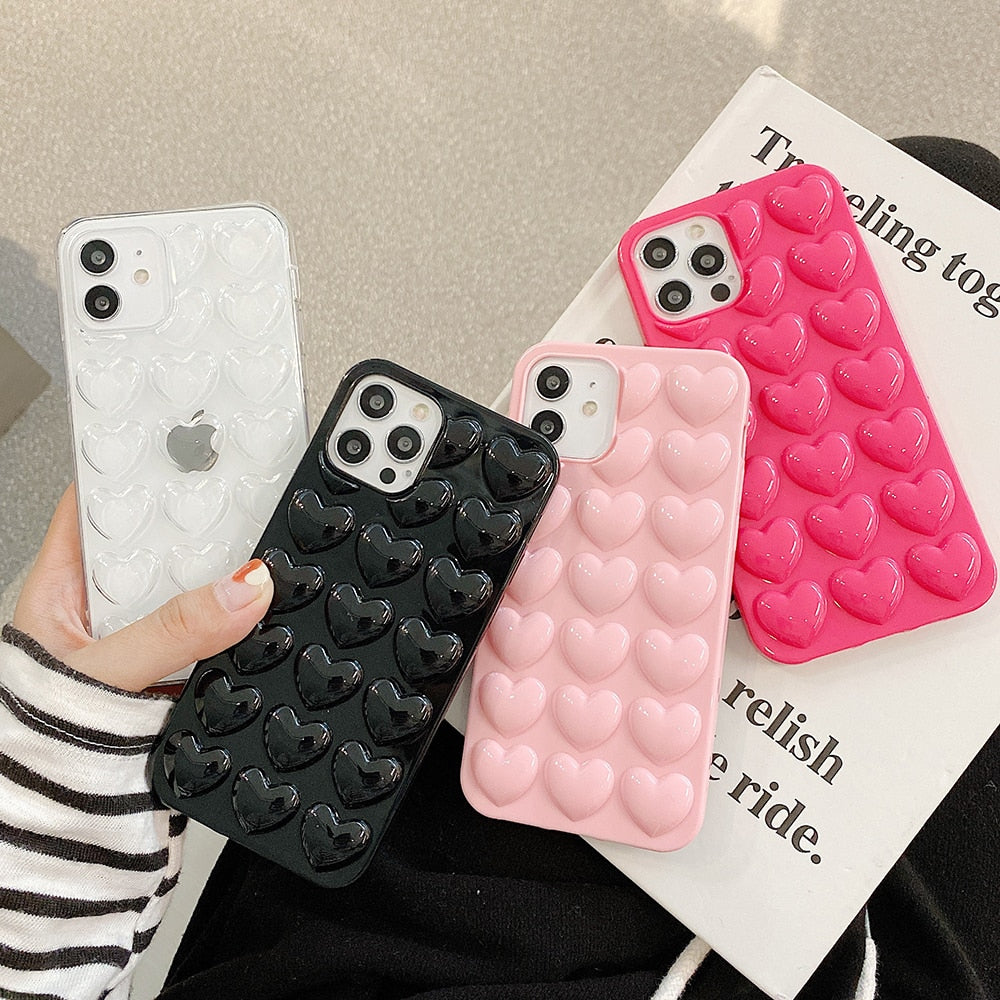 LOVECOM 3D Love Heart Candy Color Phone Case For iPhone