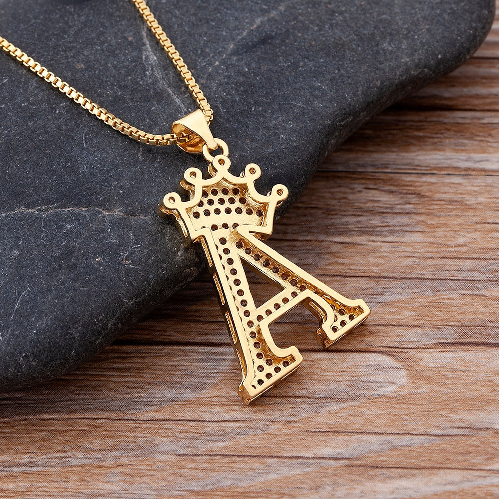 Nidin Luxury A-Z Crown Alphabet Pendant Chain