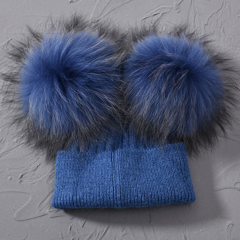 Double Fur Pompom Hat