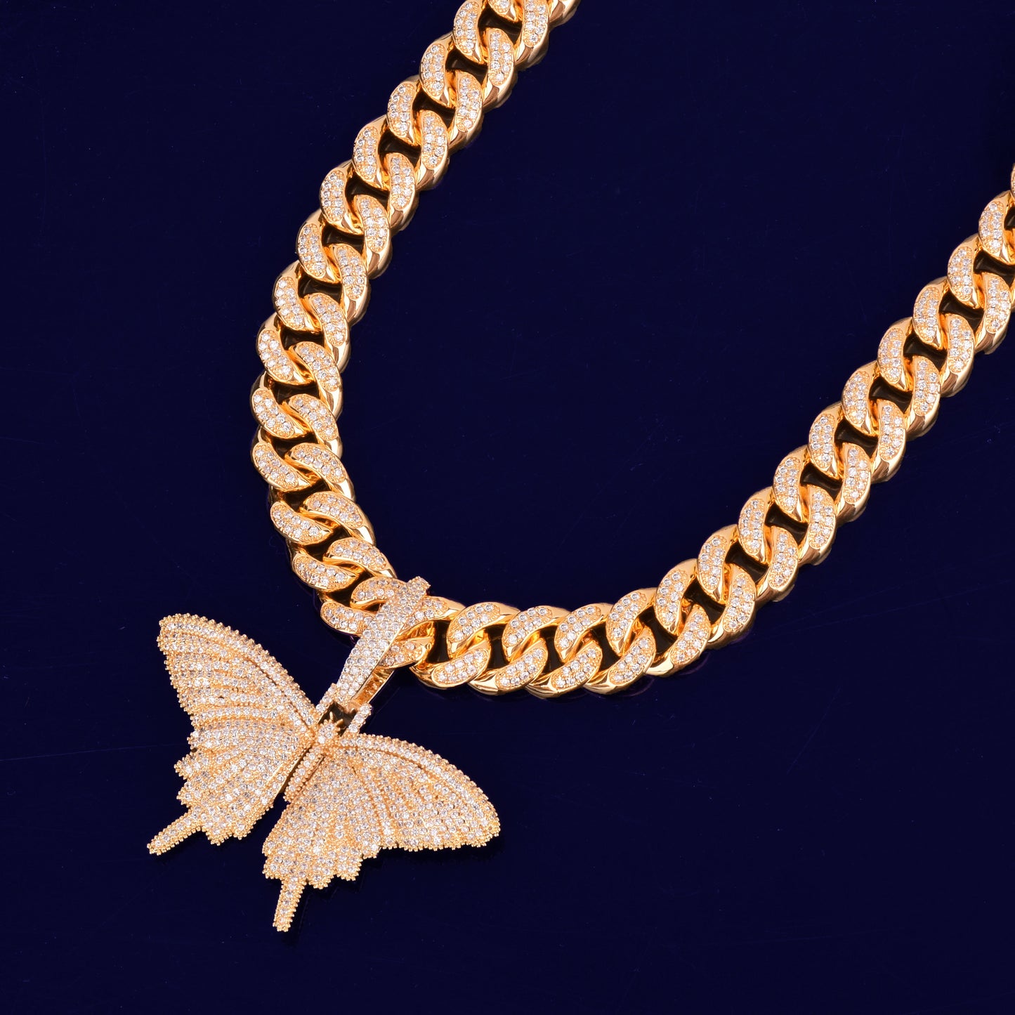 Womens Gold Butterfly Pendant Necklace