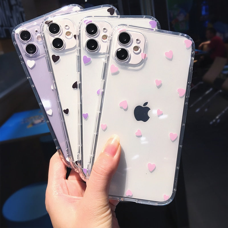 Cute Heart Shockproof Clear Phone Case For iPhone