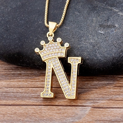 Nidin Luxury A-Z Crown Alphabet Pendant Chain