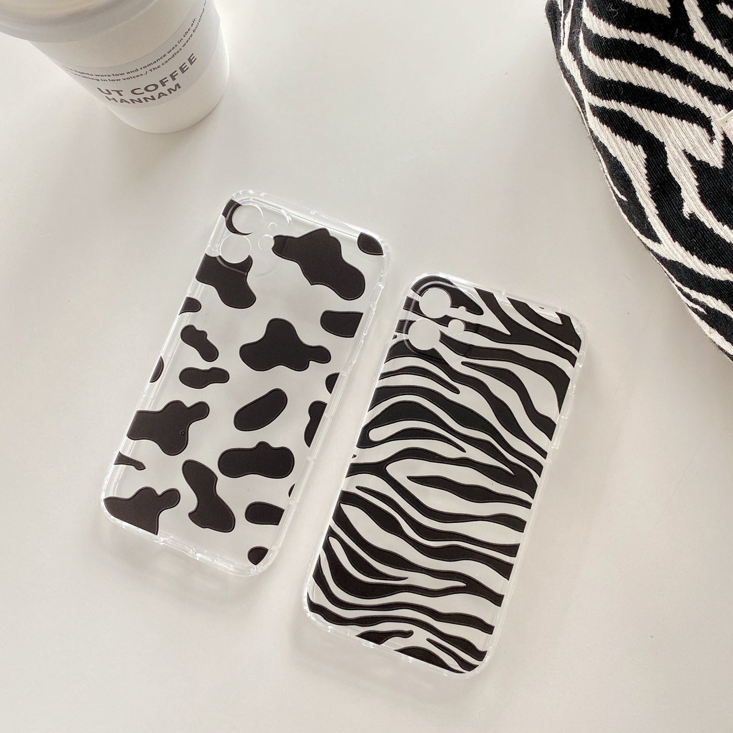 INS zebra cow partern phone case for iphone