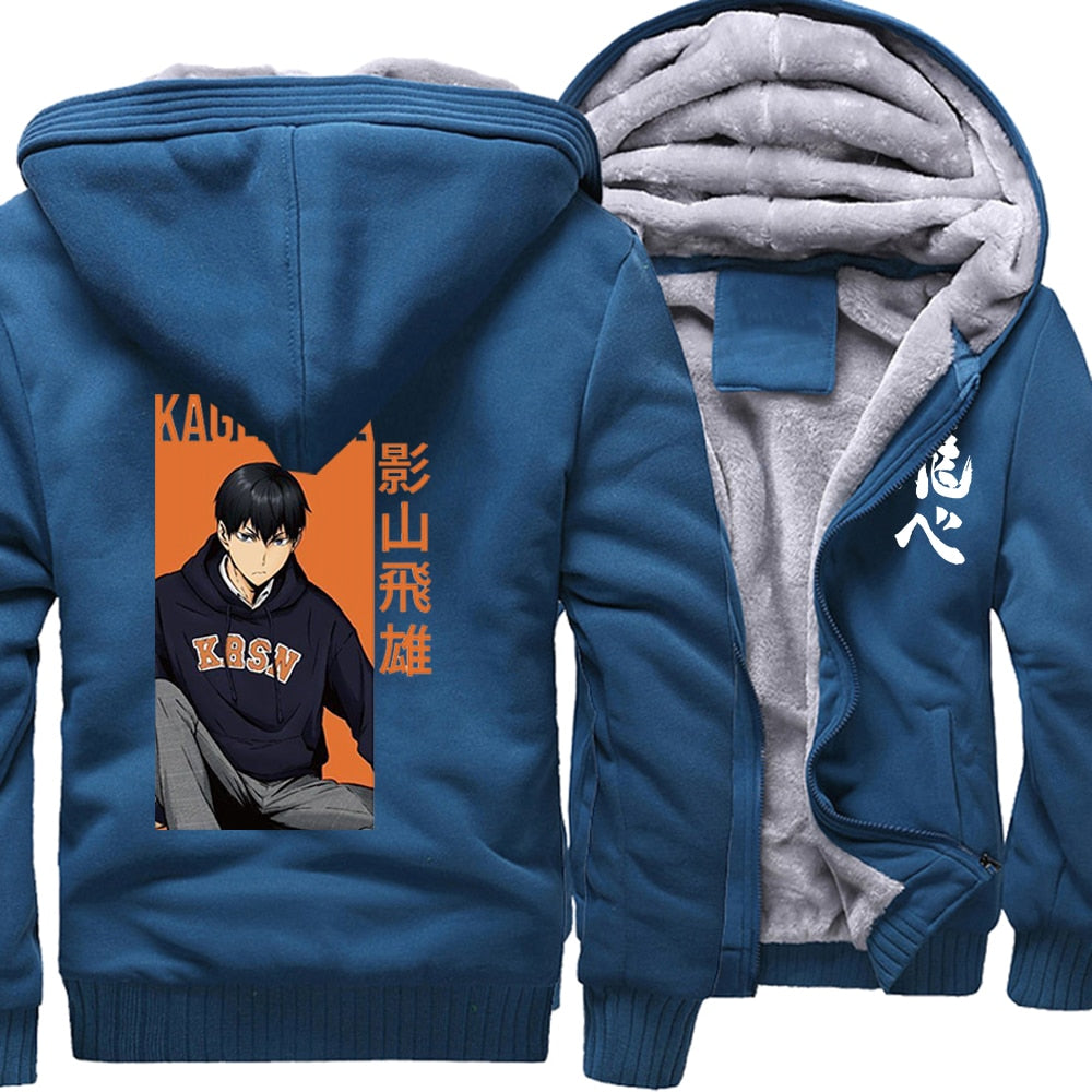 Mens Japanese Anime Haikyuu Print Kageyame Harajuku Coats