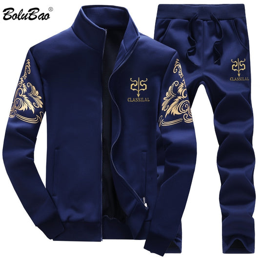 Mens BOLUBAO Brand Men's Casual 2 Piece Sweatshirt + Sweatpants Set