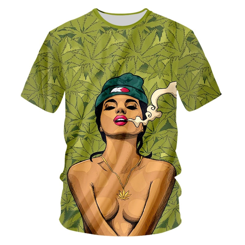 Men Green Hemp Leaf 3D T-shirts