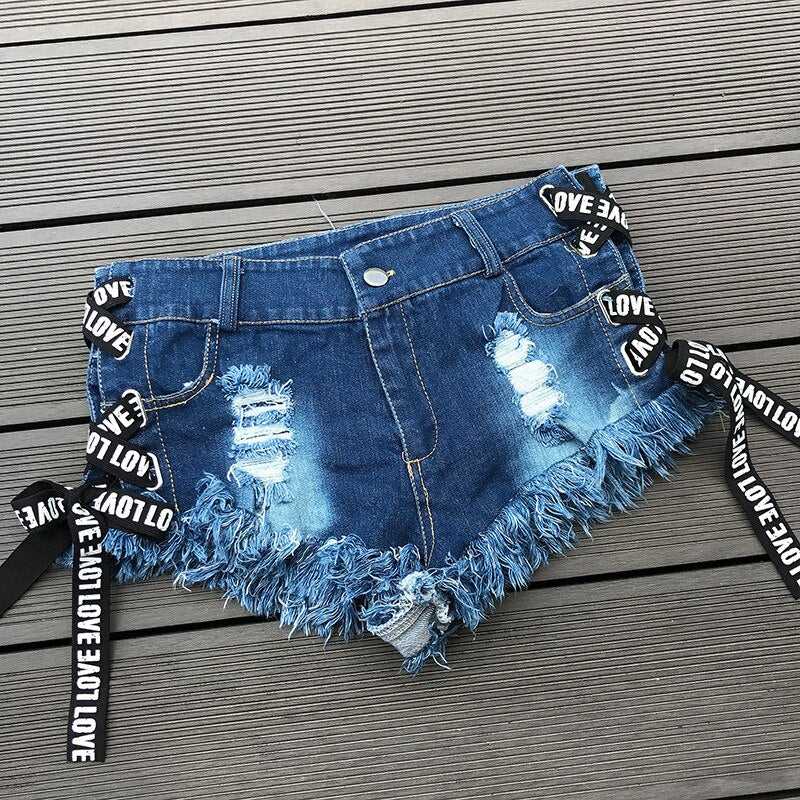 Womens High waist Sexy denim shorts