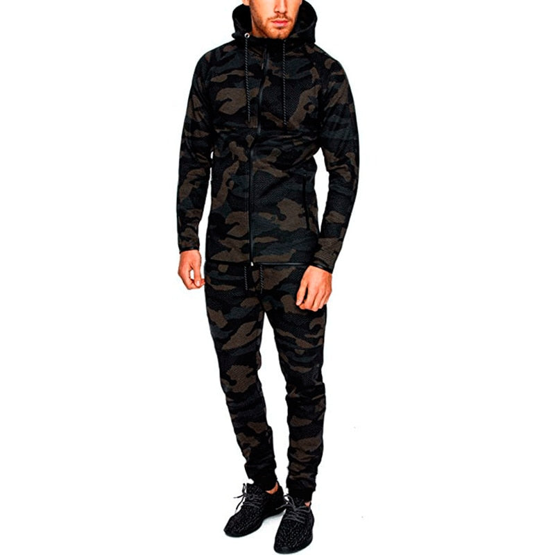 Mens SpringTrack Suit Fashion Hoodies Sweatshirt Camouflage Sportswear