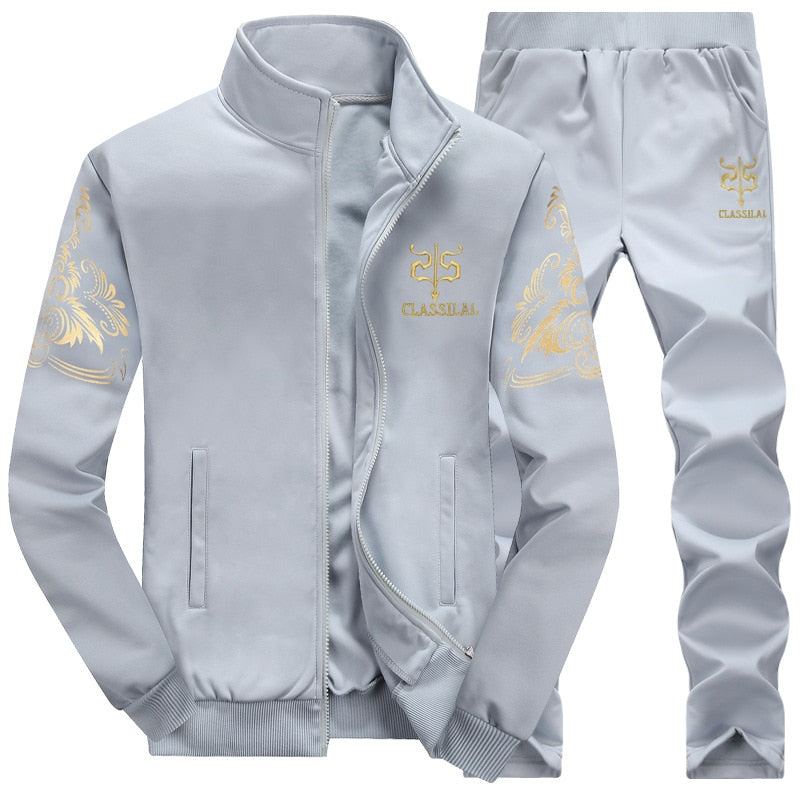 Mens Casual Sportswear  Sweatshirt + Sweatpants Fashion Brand Male Two Piece Set