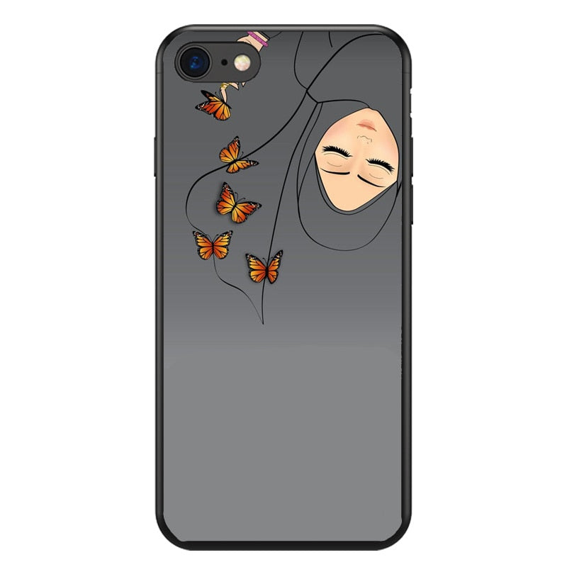 Muslim Islamic Gril Eyes Arabic Hijab Girl silicone soft TPU Phone Case For iPhone