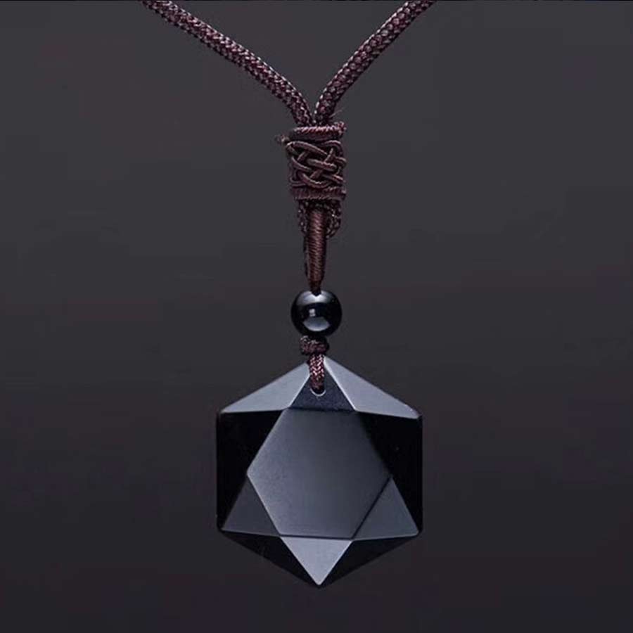 Natural Energy Stone Necklaces for Women Black Obsidian Pendants