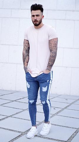 Men's Spring Hole Ripped Slim Skinny Jeans