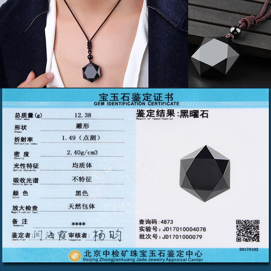 Natural Energy Stone Necklaces for Women Black Obsidian Pendants