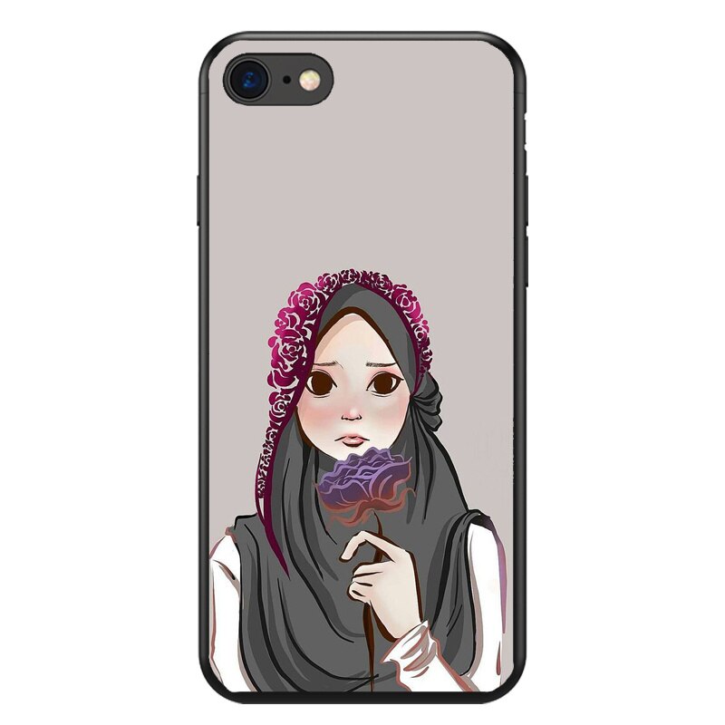 Muslim Islamic Gril Eyes Arabic Hijab Girl silicone soft TPU Phone Case For iPhone