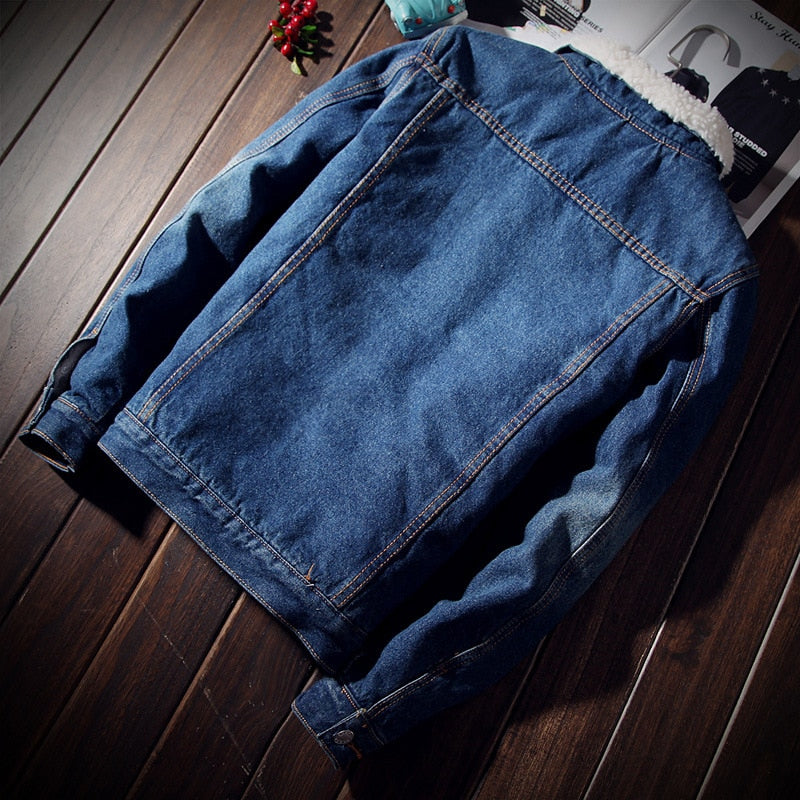 Men's DIMUSI Denim Jackets Fleece Thick Warm Jean Jacket